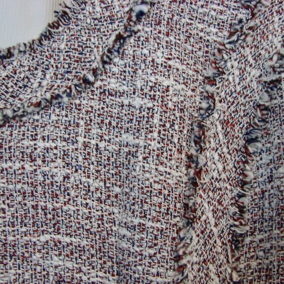 Banana Republic Tweed Linen Blend Jacket Blazer Fringe Collarless Size 4 - Picture 9 of 16